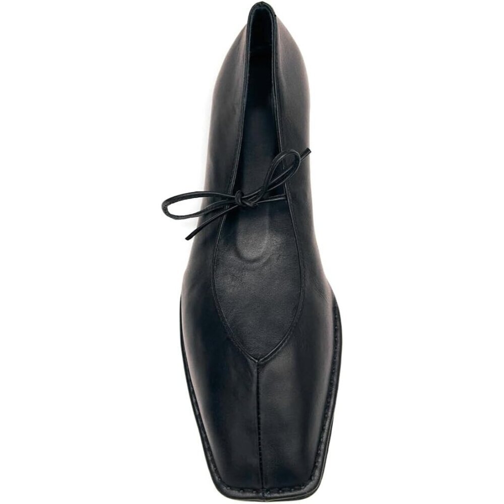 Women Black Square Toe Comfortable Slip-On Lace-Up Loafers Summer Shoes